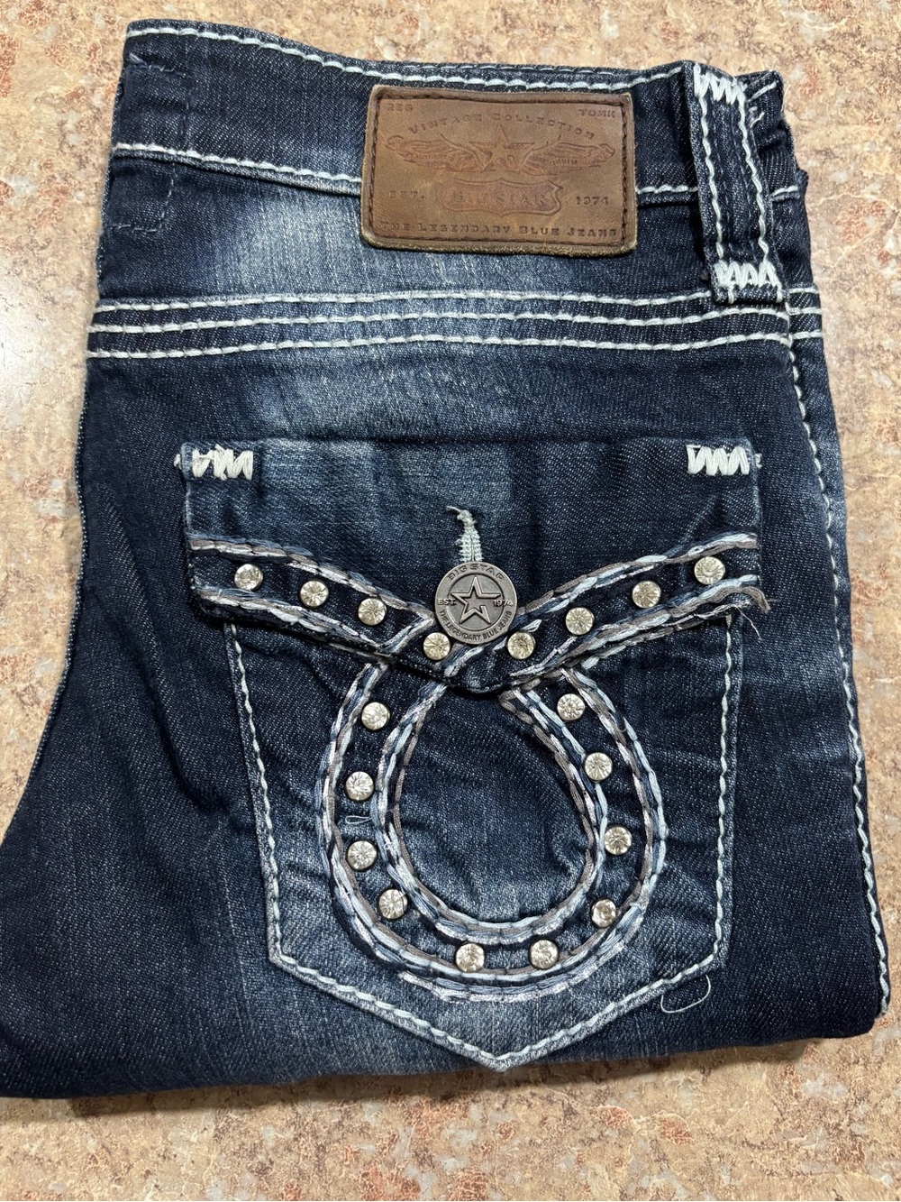 Big Star Dark Blue Embellished Boot Cut Jeans